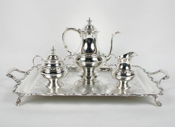 Appraisal: Reed Barton Hibiscus pattern sterling silver tea set including a