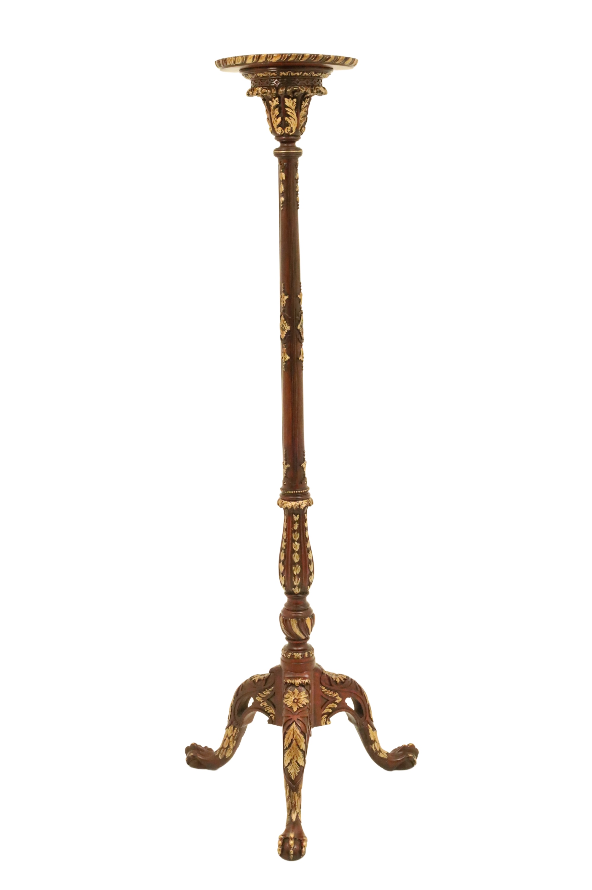 Appraisal: Decorative Chippendale style carved mahogany and gold gilt torchiere having