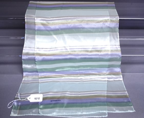 Appraisal: Liz Claiborne green multi color oblong striped silk scarf Approx