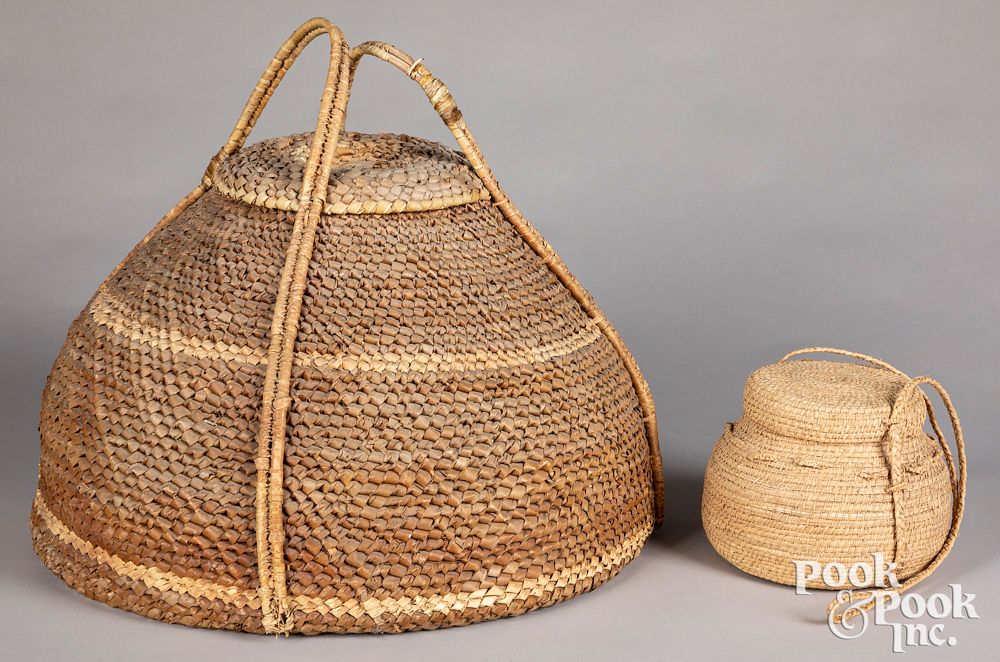 Appraisal: Large Seminole Indian woven lidded basket Large Seminole Indian woven