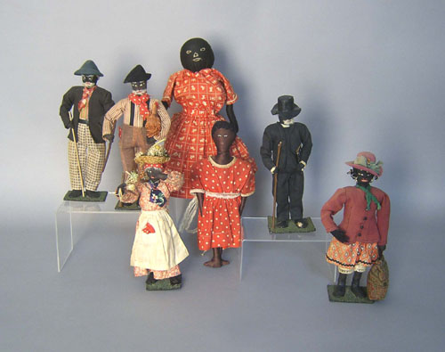 Appraisal: Six cloth dolls of African Americans tallest - h together