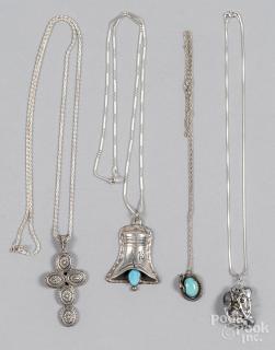 Appraisal: Four assorted sterling silver necklaces to include one with a