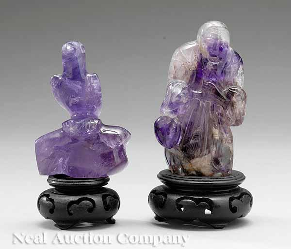 Appraisal: Two Chinese Carved Amethyst Figures probably early th c one