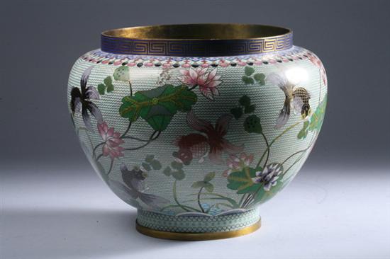 Appraisal: CHINESE CLOISONN ENAMEL JARDINI RE Qing Dynasty Fish and floral