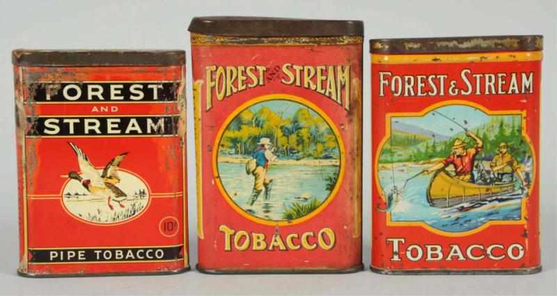 Appraisal: Lot of Forest Stream Pocket Tobacco Tins Fading chips and