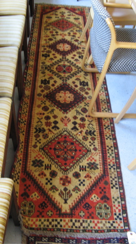 Appraisal: TWO SIMILAR PERSIAN SHIRAZ RUNNERS both featuring a column of