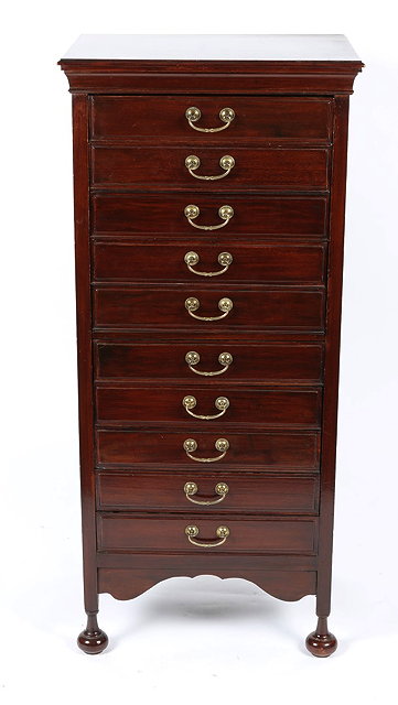 Appraisal: AN EARLY TH CENTURY MAHOGANY TEN DRAWER MUSIC CABINET with