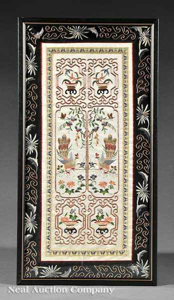 Appraisal: A Group of Four Chinese Silk Embroideries th thc the