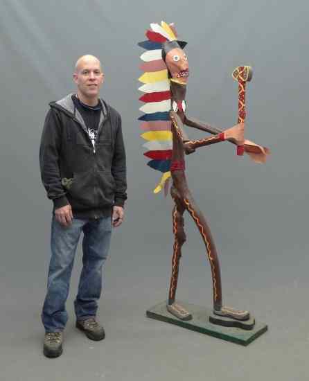 Appraisal: Outside art life size sculpture Native American signed ''T Brown''