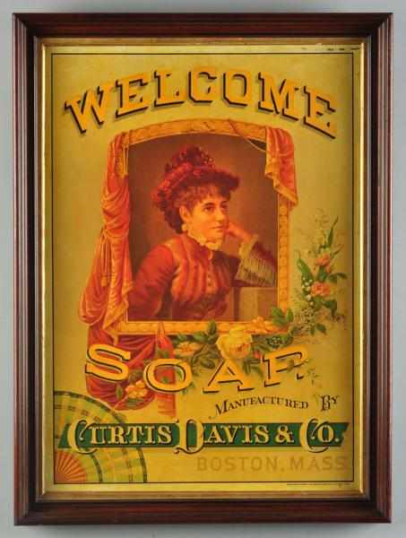 Appraisal: Tin Curtis Davis Co Soap Sign Description Late s Manufactured