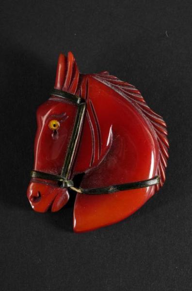 Appraisal: Bakelite Red Horse Head Pin Condition Excellent Size - L