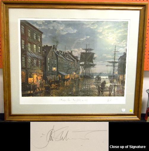 Appraisal: John Stobart print titled ''Maiden Lane New York in ''