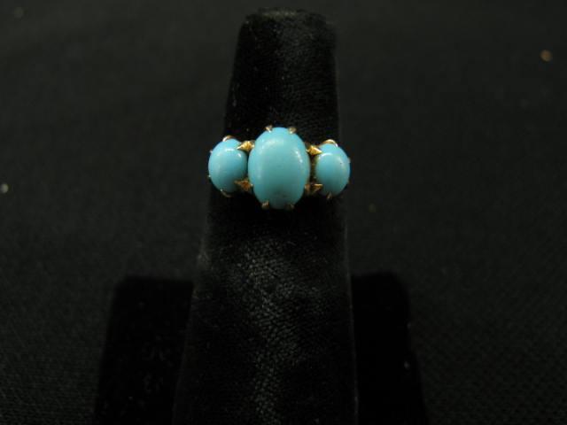 Appraisal: Victorian Turquoise Ring three Persian blue gems in K rose