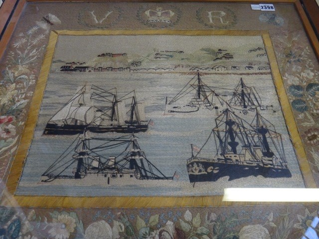 Appraisal: A late Victorian maritime silk woolwork picture late th century