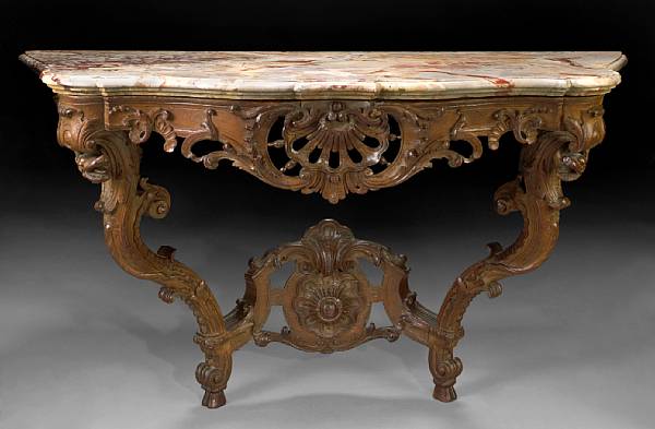 Appraisal: A Continental Rococo oak console table third quarter th century