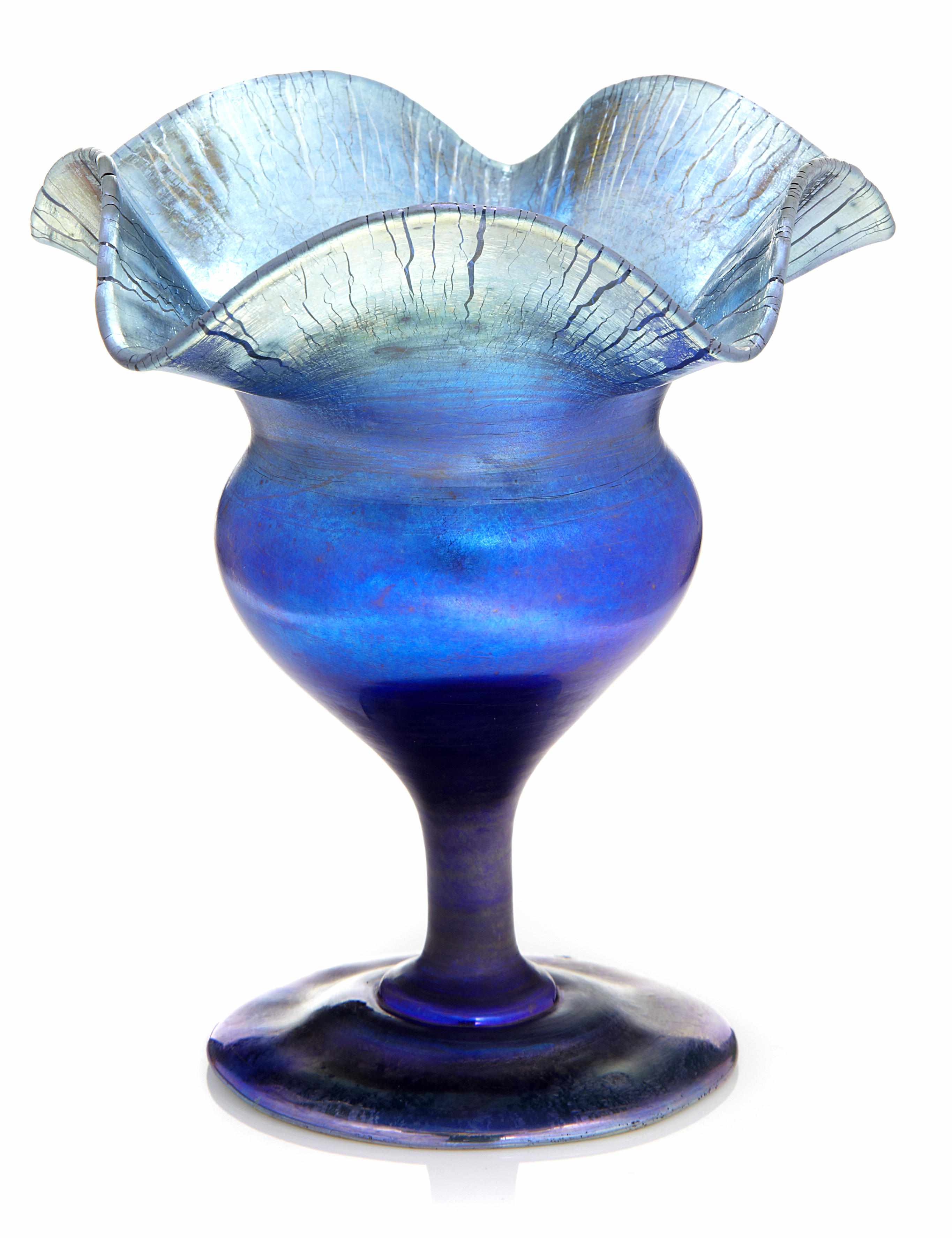 Appraisal: A Tiffany Studios blue Favrile glass floriform vase circa circa