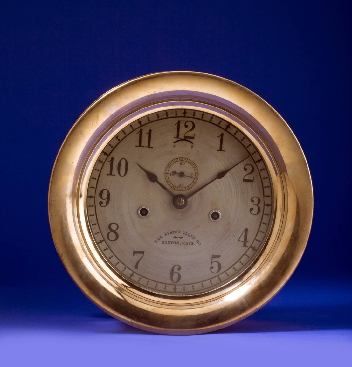 Appraisal: SETH THOMAS SHIP'S CLOCK IN 'ROSE' BRASS CASE The silvered