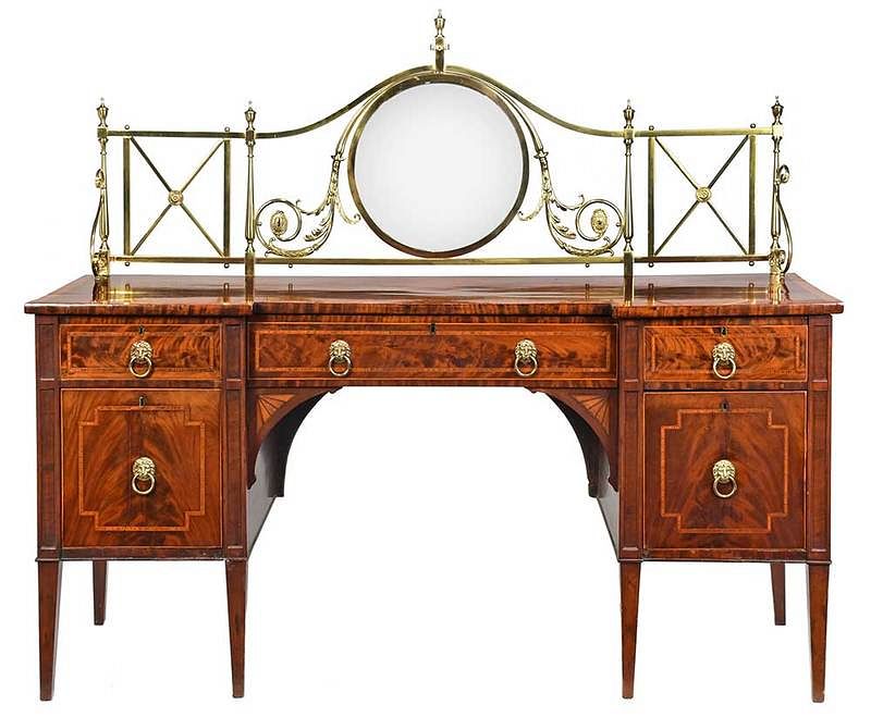 Appraisal: Georgian Inlaid Figured Mahogany Sideboard British th century highly figured