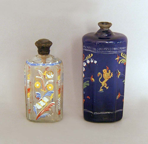 Appraisal: Two continental enamel decorated flasks th c h h