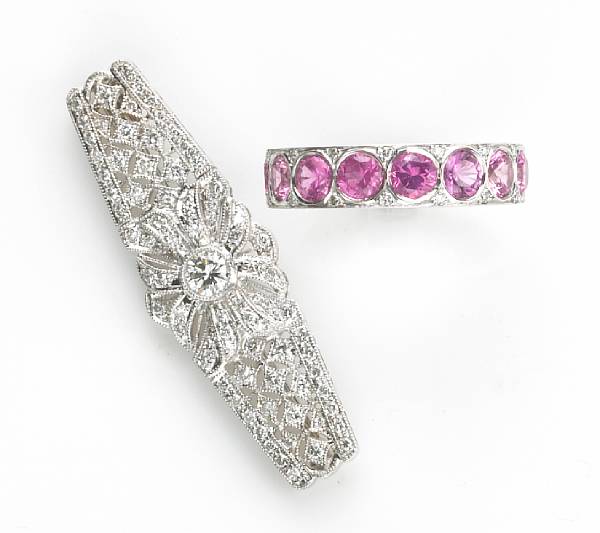 Appraisal: A diamond and k white gold brooch together with a