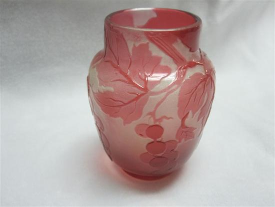 Appraisal: GALLE ART GLASS VASE Fire polished vase foliate and berry