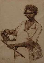 Appraisal: Minns B E Aboriginal Woman etching signed lower right mounted