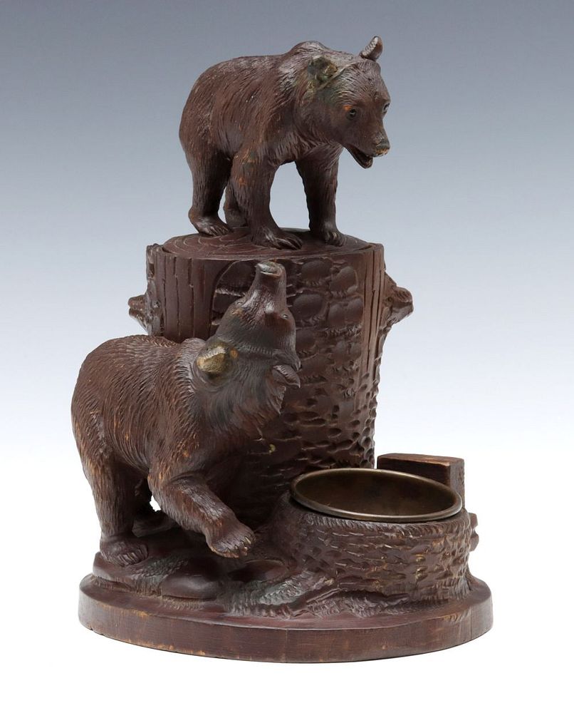 Appraisal: AN EARLY TH C BLACK FOREST CARVED HUMIDOR WITH BEARS