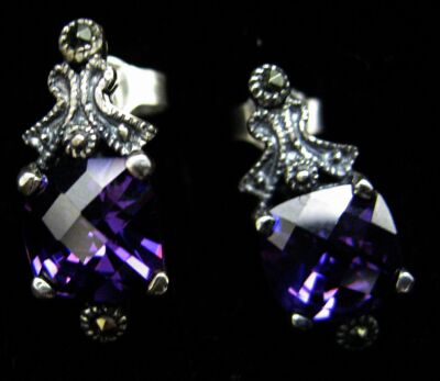 Appraisal: AMESTHYST CRYSTALS STERLING SILVER EARRINGS