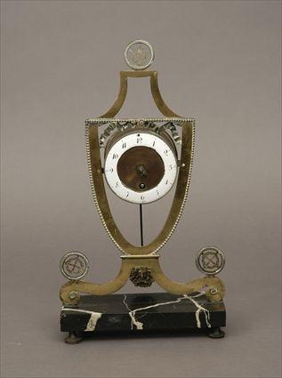 Appraisal: Neoclassical Gilt-Metal and Marble Urn-Form Skeleton Clock x in Provenance