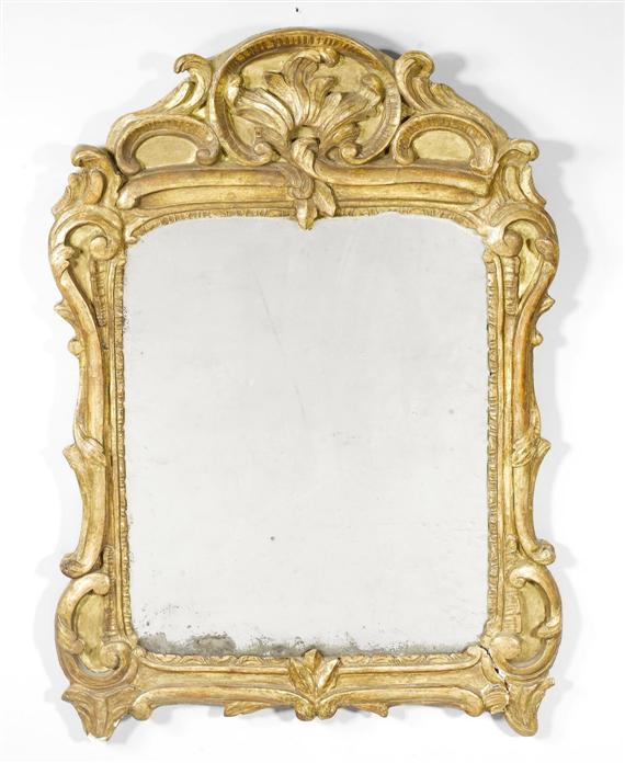 Appraisal: MIRROR R gence France Carved and gilded wood x cm