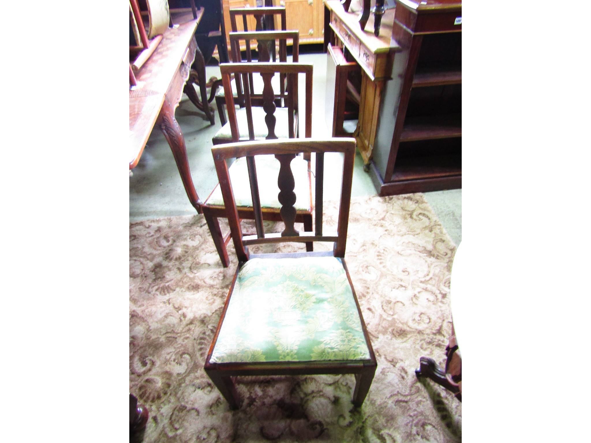 Appraisal: A set of four th century countrymade dining chairs with