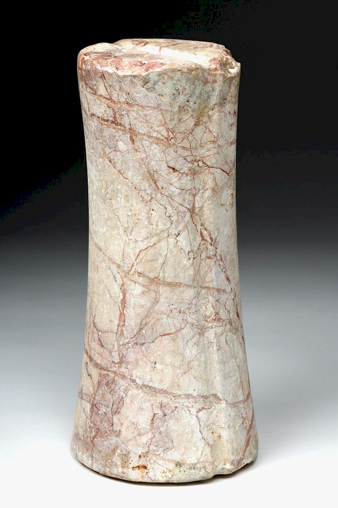 Appraisal: Tall Bactrian White Red-Banded Marble Pillar Idol Central Asia or