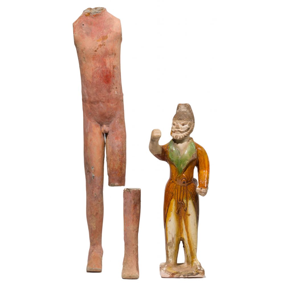 Appraisal: CHINESE CERAMIC FIGURINES items including a Tang sancai glazed tomb