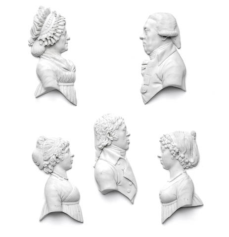 Appraisal: Five very fine biscuit porcelain portraits en profil circa Depicting