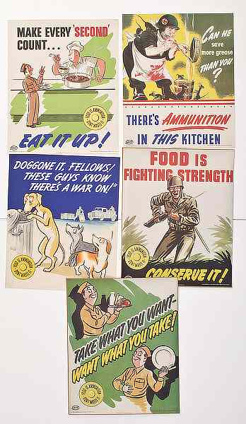 Appraisal: WWII Posters Food is Ammunition Don't Waste it Lot of