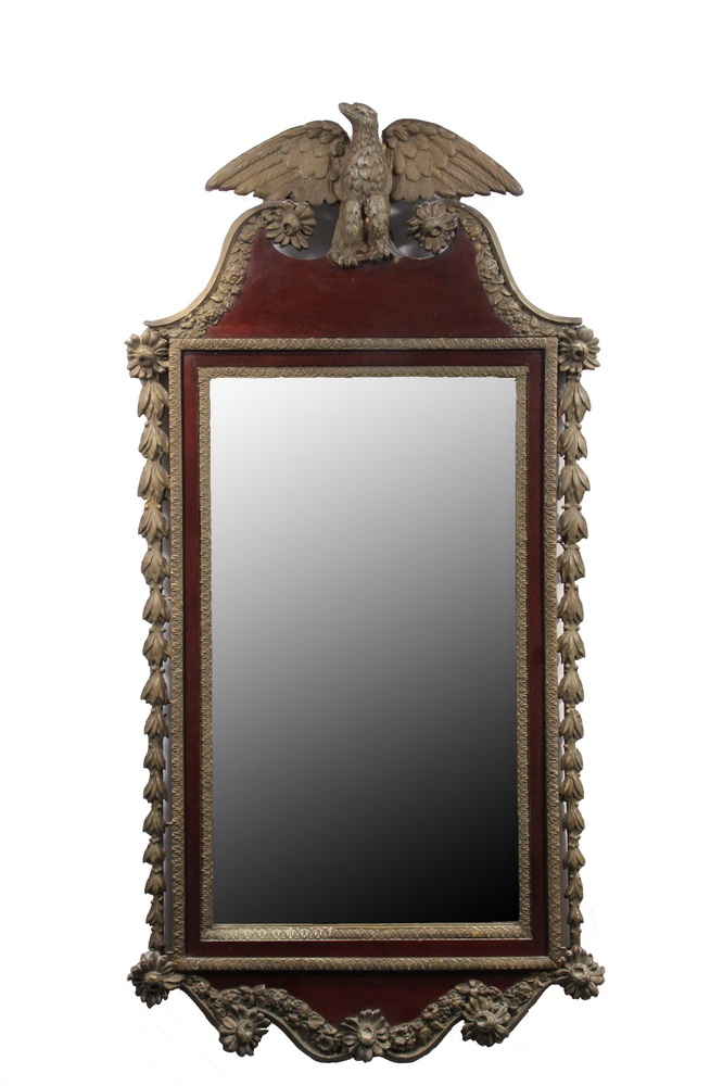 Appraisal: HALL MIRROR - th c mirror in mahogany veneer with