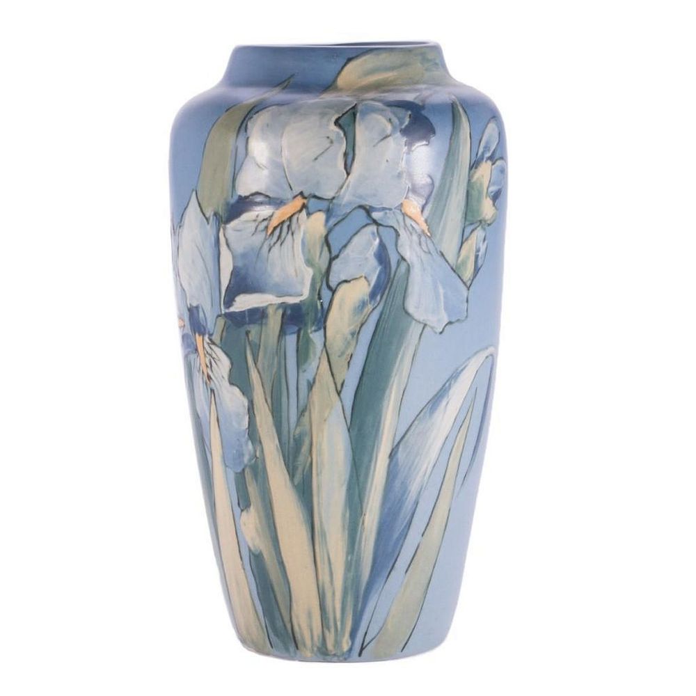 Appraisal: Blue Weller Vase of Iris' signed Pillsbury Tall Weller Vase