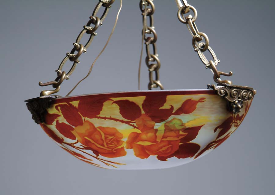 Appraisal: MULLER CAMEO GLASS CHANDELIER Magnificent Muller chandelier has beautifully detailed