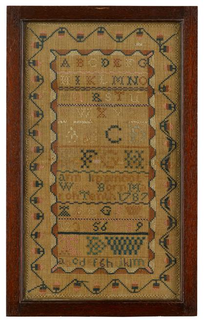 Appraisal: Needlework sampler ann lippincott was born march tenth new jersey