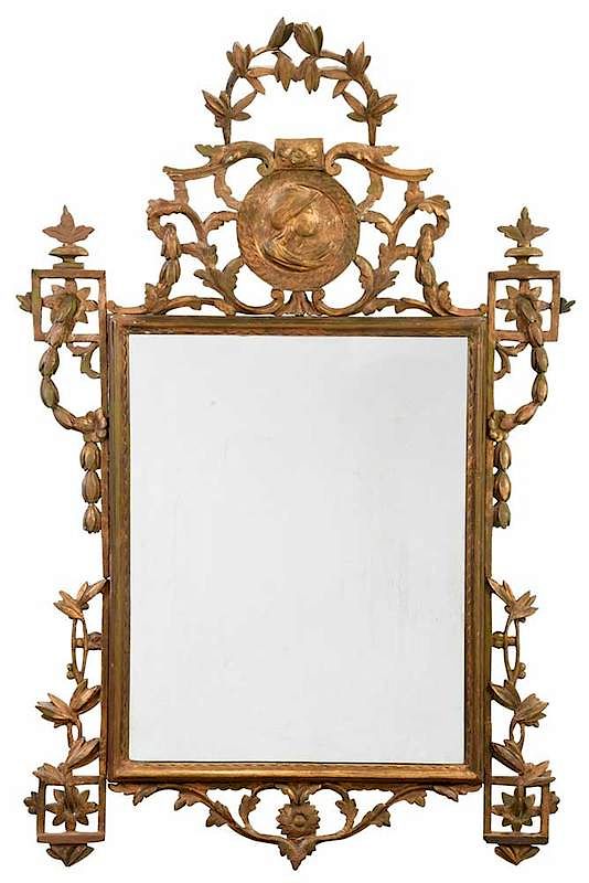 Appraisal: Italian Neoclassical Carved and Gilt Wood Mirror Continental circa openwork