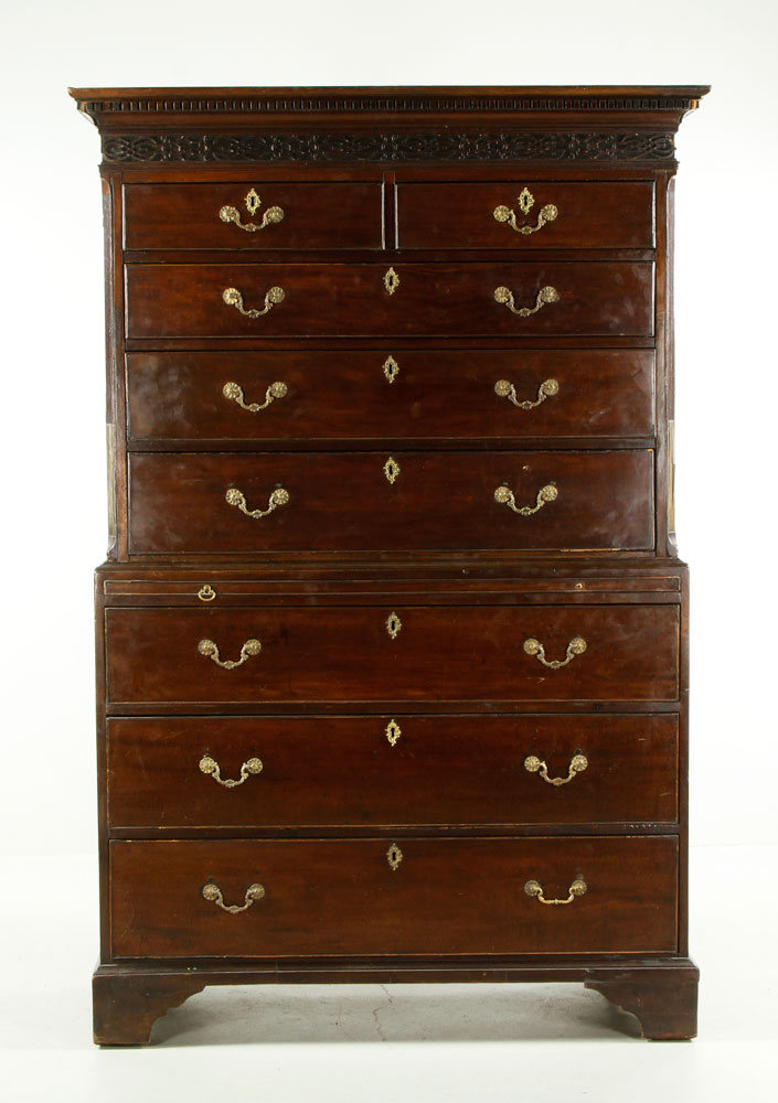 Appraisal: - Chippendale Mahogany Chest On Chest Chippendale chest-on-chest circa mahogany