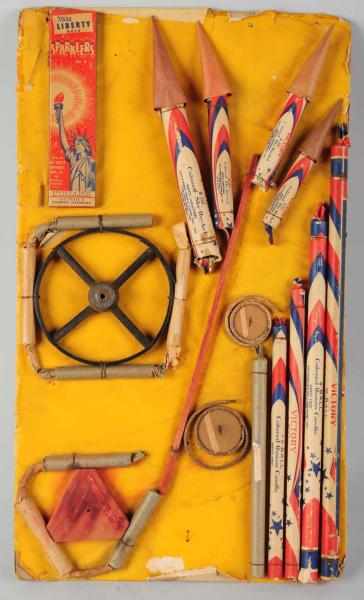 Appraisal: Salesman's Sample Firecracker Board Includes pieces of Victory rockets pinwheels