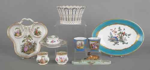 Appraisal: Dresden porcelain dresser tray together with Sevres type tray and