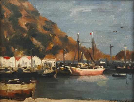 Appraisal: Harley Cameron Griffiths - Fishing Village Costa Brava oil on