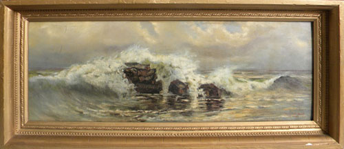 Appraisal: Oil on board coastal scene signed G Jacoby x