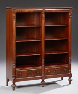 Appraisal: Carved Mahogany Open Bookcase th c the rectan Carved Mahogany