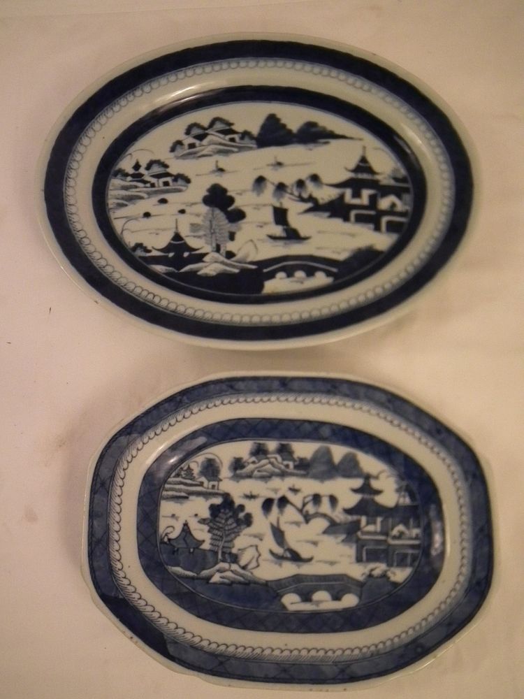 Appraisal: CHINESE CANTON PLATTERS Lot of antique Chinese Canton ceramic trays