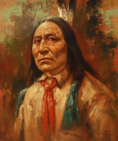 Appraisal: Framed oil on canvas painting Portrait of a Native American