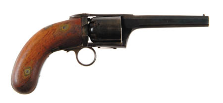 Appraisal: UNMARKED EUROPEAN PERCUSSION REVOLVER Cal octagonal bbl Ring trigger internal