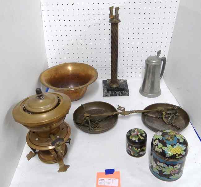 Appraisal: Misc lot including scale copper water heater pcs Cloisonne dated